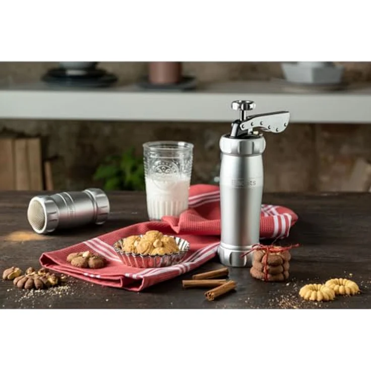 Marcato Gebäckpresse Biscuits, Keksformer aus eloxierter Aluminiumlegierung, Silberfarben, 20 Formen, ergonomisch, 21,5 cm Höhen – Bild 2