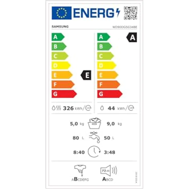 Samsung Waschtrockner WD90DG5G34BE, 9 kg, 5 kg, 1400 U/min, Hygienisch saubere Wäsche mit bis zu 99,9% weniger Bakterien – Bild 9