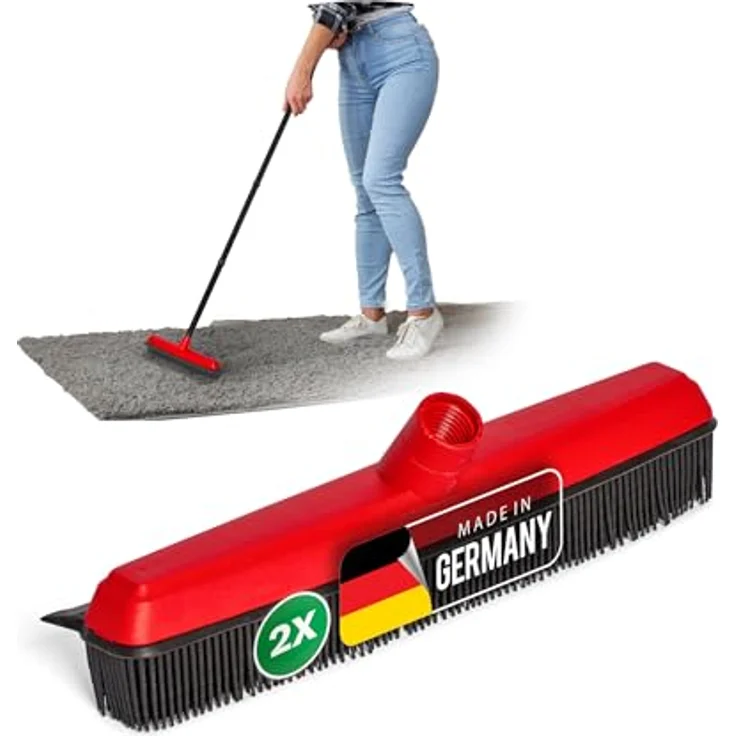Novaliv Gummibesen 2er Set, mit Abziehlippe, ideal für Haare und Tierhaare, Schwarz, 30 cm – Bild 1