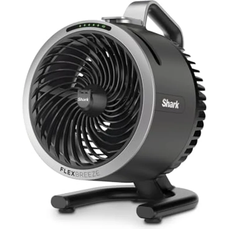 Shark FlexBreeze HydroGo Starker Ventilator mit Sprühnebel, Kühlung für drinnen & draußen, leise & langlebig, kabelgebunden & kabellos, kompakt & leicht, bis zu 20 m Luftstrom, Anthrazit FA050EU