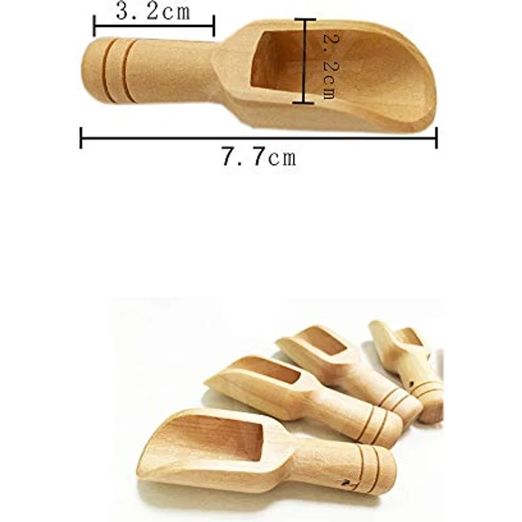 Holzlöffel Klein, 6 Stücke Mini Holz Schaufeln, Badesalz Löffel, Holzschaufel für Salz, Löffel, Küchenutensilien, Milchpulver, Kaffee, Gewürze, Tee – Bild 2