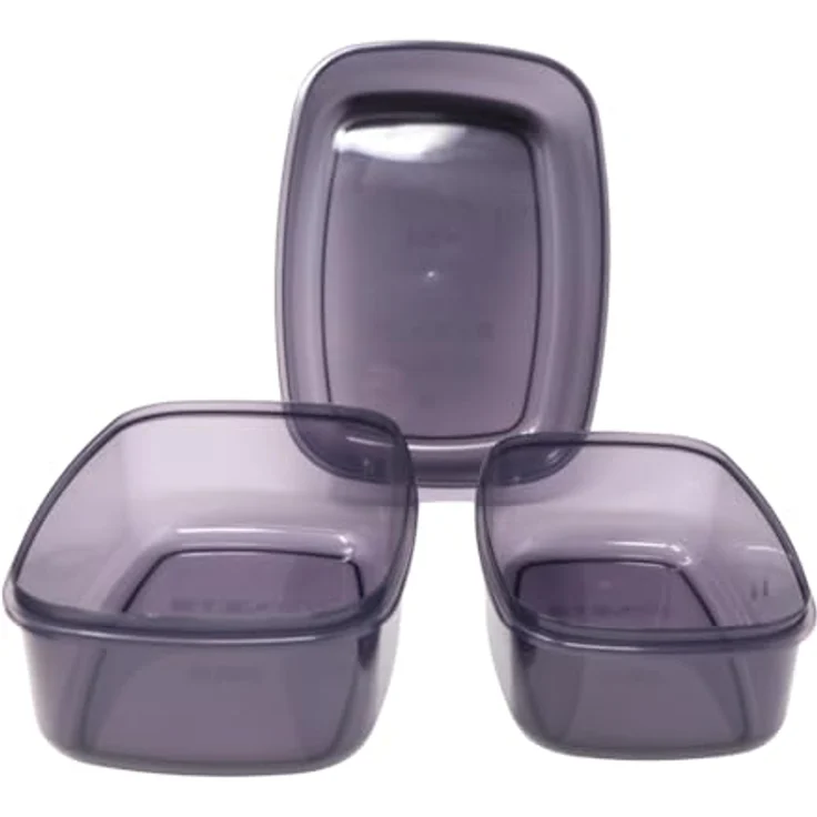 B!HOME Aufbewahrungsbox Set 3er-Set, 1.350 / 2.000 / 3.150 ml, mit Deckel - Anthrazit, für Lebensmittel und Vorräte – Bild 3