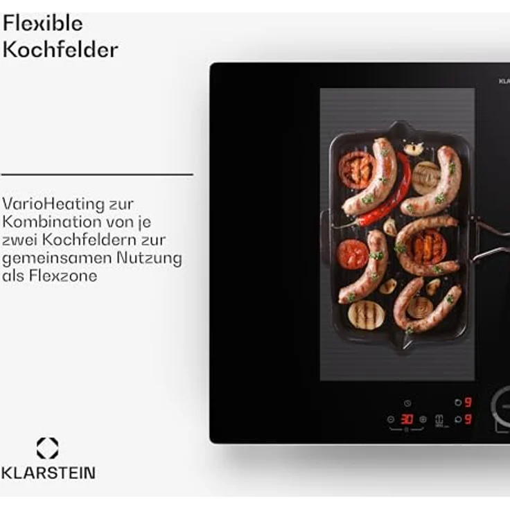 Klarstein Induktionskochfeld 4 Platten, 7000 Watt, Touch-Bedienfeld & Timer, Effizienter Elektro Induktions-Herd, Schwarz – Bild 4