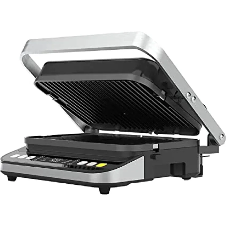 AENO Kontaktgrill EG5 180° Öffnung max.230°C edelstahl/schwarz, Tischgrill mit perfekter Kruste und präziser Temperaturregelung