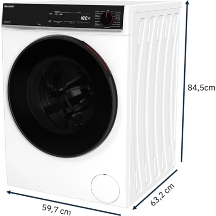 Sharp ES-WNFB214CWDA-DE Waschmaschine, 12 kg, Energieklasse A, 1400 U/min, Inverter Motor, WiFi App-Steuerung, Dampf-Funktion, AquaStop, Weiß – Bild 2