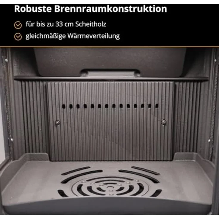 365® Kaminofen Ferrox 55 Panorama, 7 kW Gusseisen mit großem Glaseinsatz und hoher Effizienz (83 %) – Bild 5