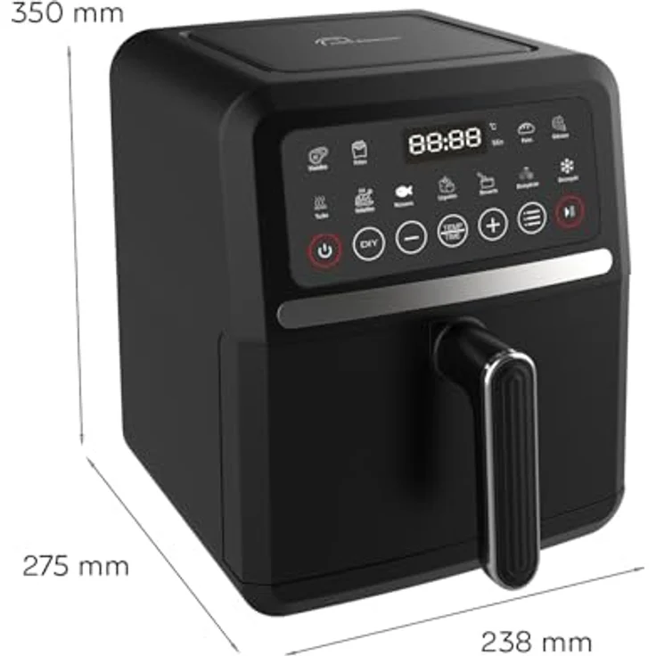 LITTLE BALANCE 8725 Crousty Light, ölfreie Heißluftfritteuse mit 11 Programmen, 5 Liter für 4 Personen, 1500 W, PFAS-frei, Schwarz – Bild 2