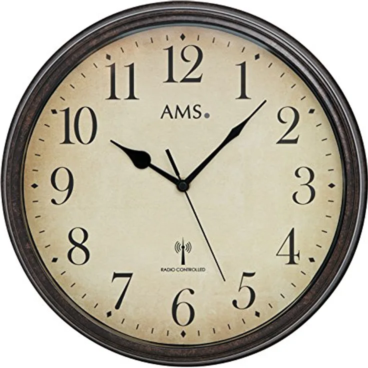 AMS F5962 Wanduhr, Holz, Beige, 36 x 36 x 9 cm