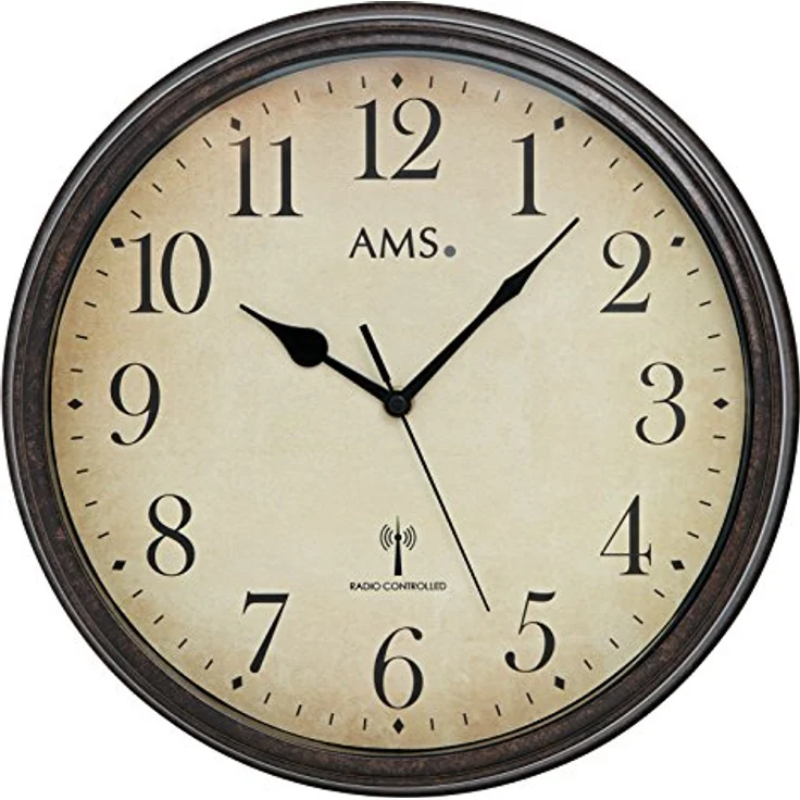AMS F5962 Wanduhr, Holz, Beige, 36 x 36 x 9 cm – Bild 1