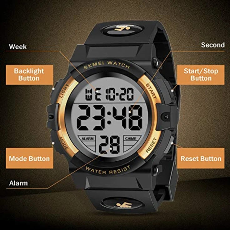 Dislocati Kinder Digitaluhr für Jungs, wasserdichte Sportuhr mit LED-Hintergrundbeleuchtung, Armband 16-23 cm, Geschenkbox für Kinder 3-12 Jahre – Bild 2