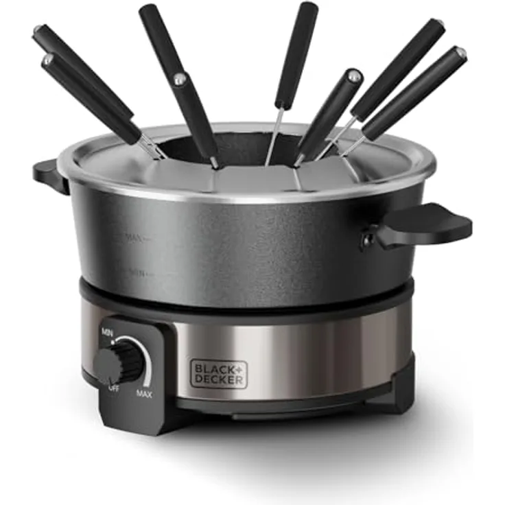Black & Decker BLACK+DECKER Fondue Maker, Fondue Set mit Antihaftbeschichtung, schwarz