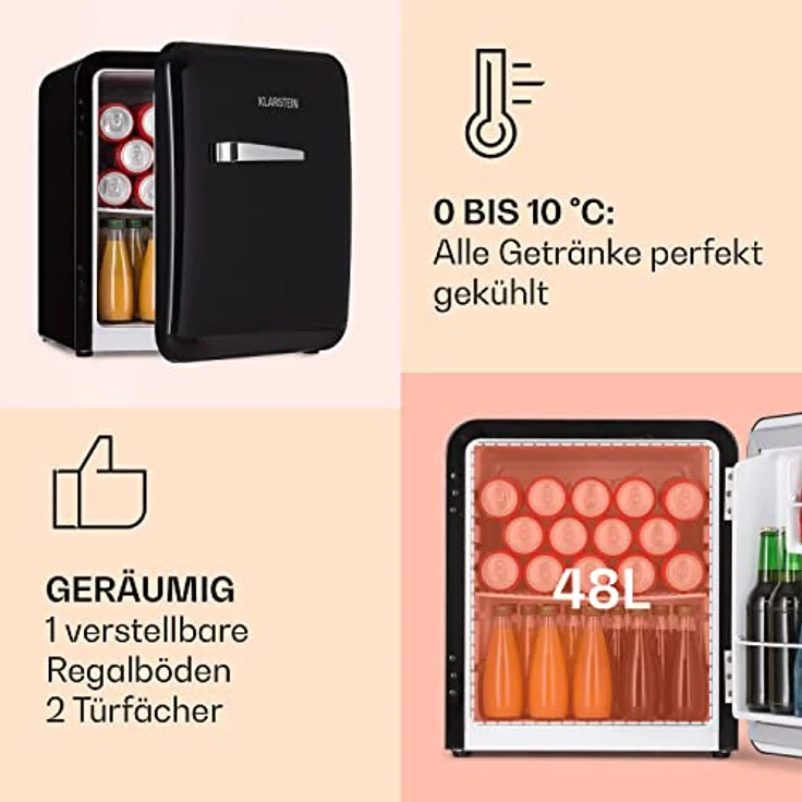 Klarstein Minikühlschrank, Skincare Fridge, Vintage Design, 48L, 0-10°C – Bild 3