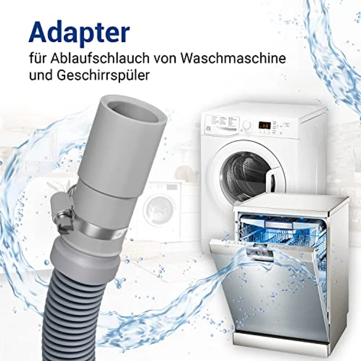 VIOKS Ablaufschlauch Adapter 21 auf 19 mmØ - Waschmaschine Abfluss Adapter Siphon für Ablaufschlauch Waschmaschine, Ablaufschlauch Geschirrspüler – Bild 2