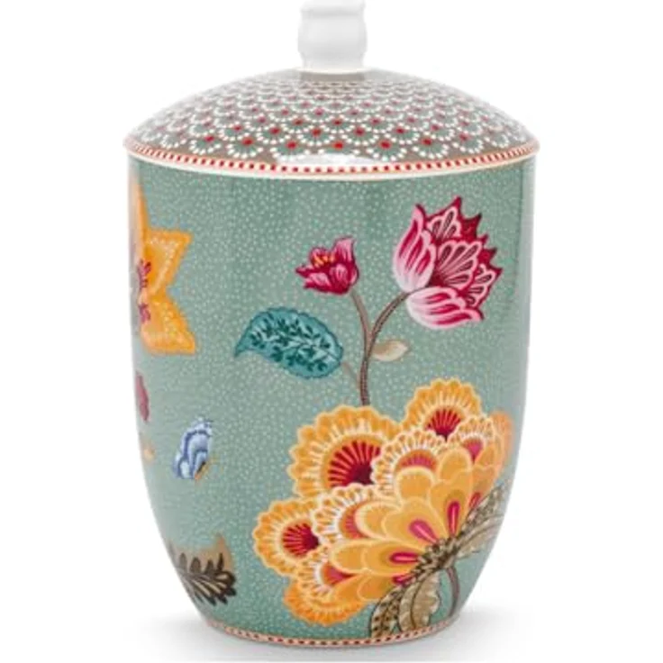 PIP STUDIO Blooming Tales Fantasy Blue Aufbewahrungsdose, 1,5l Porzellan mit floralem Muster – Bild 2