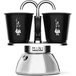 Bialetti Mini Express Induction, Induktionskaffeemaschine, 2 Tassen (100 ml), für alle Herdarten geeignet, Schwarz
