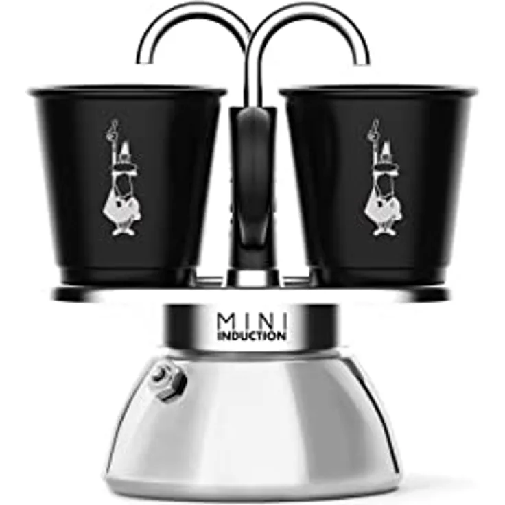 Bialetti Mini Express Induction, Induktionskaffeemaschine, 2 Tassen (100 ml), für alle Herdarten geeignet, Schwarz