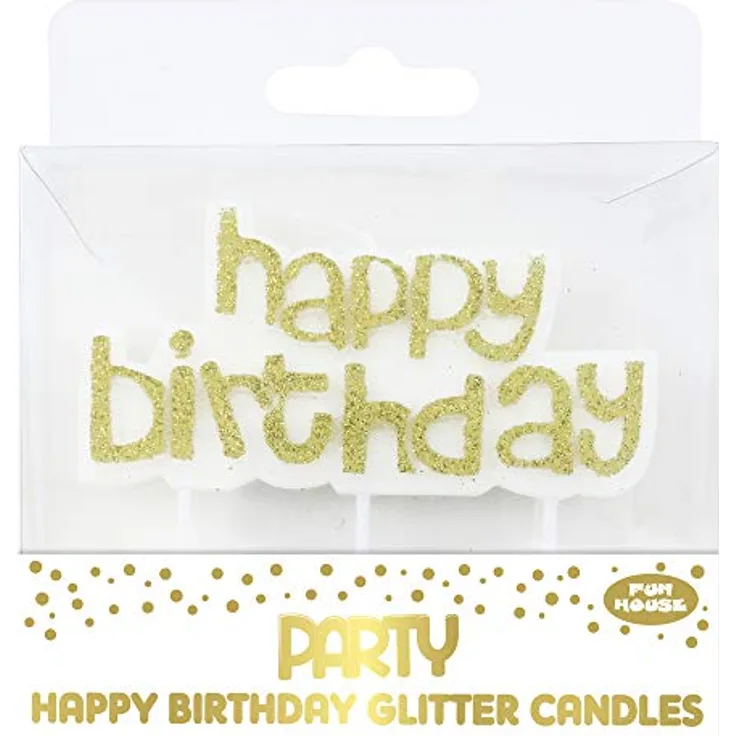 Clairefontaine 24336-SC - Set mit Kerzen Buchstabe mit Glitzer ''Happy Birthday'', Gold, 1 Set