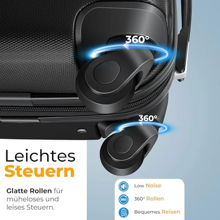 KESSER® Hartschalen Reisekoffer 84L, Trolley mit Kofferwaage, Zahlenschloss und Gepäckanhänger, 4 Rollen, Teleskopgriff, 66x45x28cm, Schwarz – Bild 5