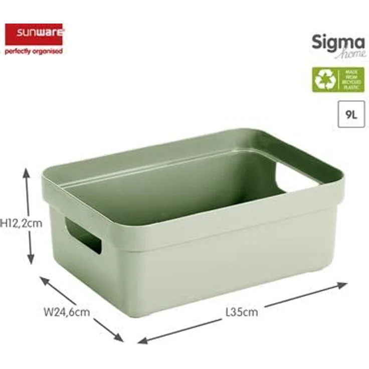 SUNWARE perfectly organised Sigma Home Aufbewahrungsbox, 9 l, Grün, stapelbar, aus recyceltem Material mit Griffen – Bild 3