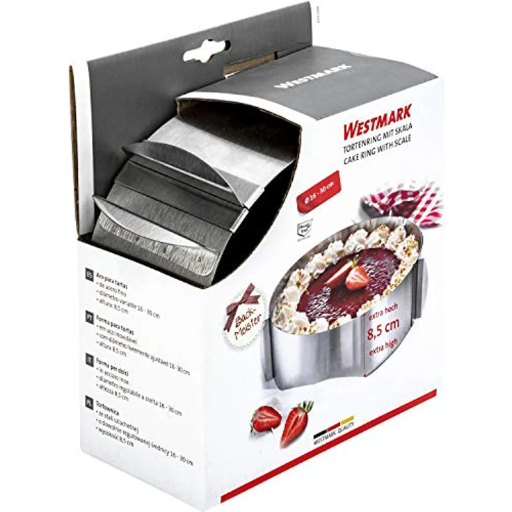 Westmark Tortenring mit verstellbarem Durchmesser von 16 bis 30 cm, Rostfreier Edelstahl, Silber, 31312260 – Bild 9