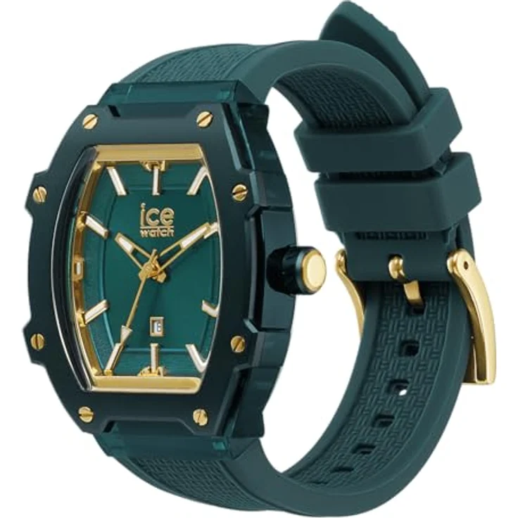 ICE-WATCH Watch 023996, Analog-Uhr mit Kalenderfunktion, leuchtenden Zeigern und Zahlen - Grün/ Gold – Bild 2