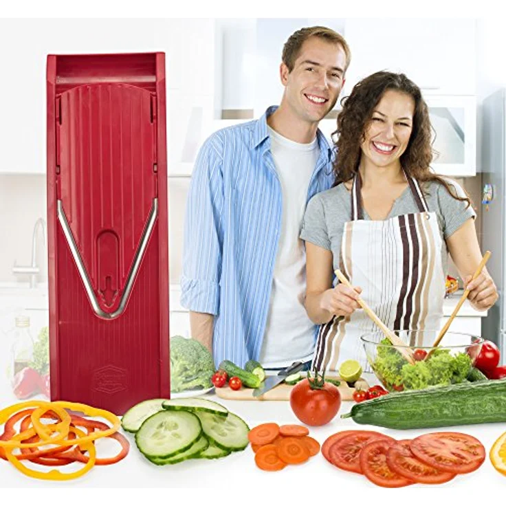 Börner Gemüsehobel V1 ClassicLine Starter Set, Kunststoff, mit 2 Messereinschüben rot – Bild 3