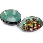 SÄNGER Salatschüssel Palm Beach, Steingut, 4-tlg. Set mit Krakellee-Effekt und Vintage Design, türkis/braun