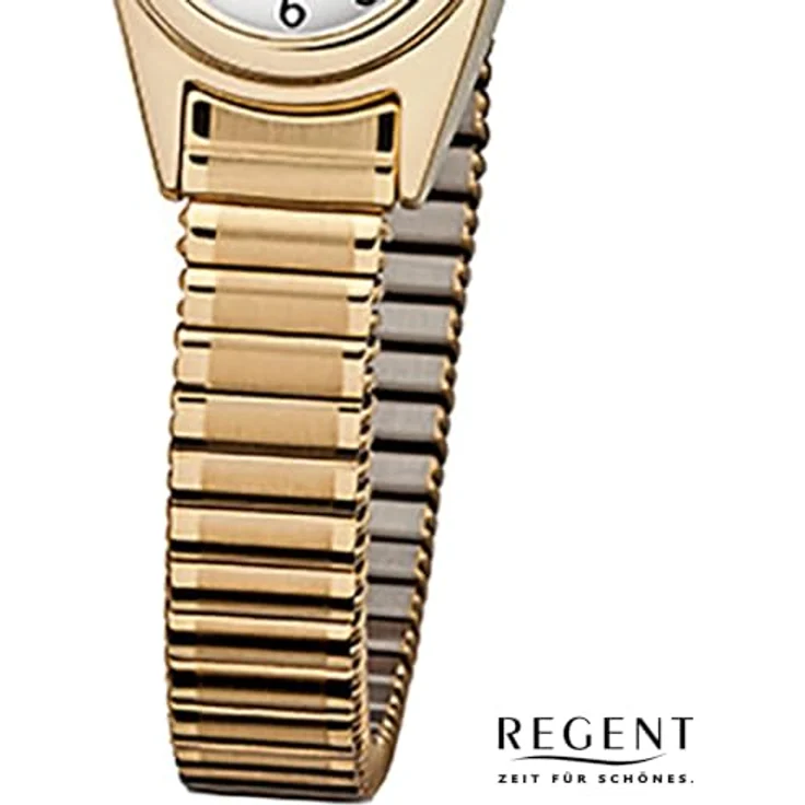 Regent Armbanduhr Damen Zugarmband F 263, Quarzuhr, gelbgold – Bild 2