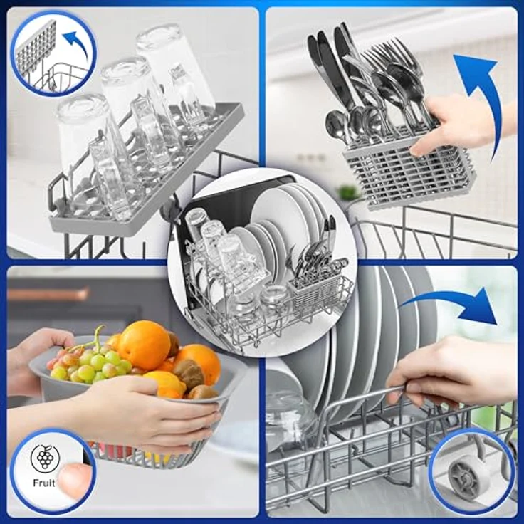 Duronic DW5 WE, Tischgeschirrspüler für 3 Gedecke mit 6 Programmen, 5 l Wassertank, ideal für Wohnmobile und kleine Küchen, in Weiß – Bild 5