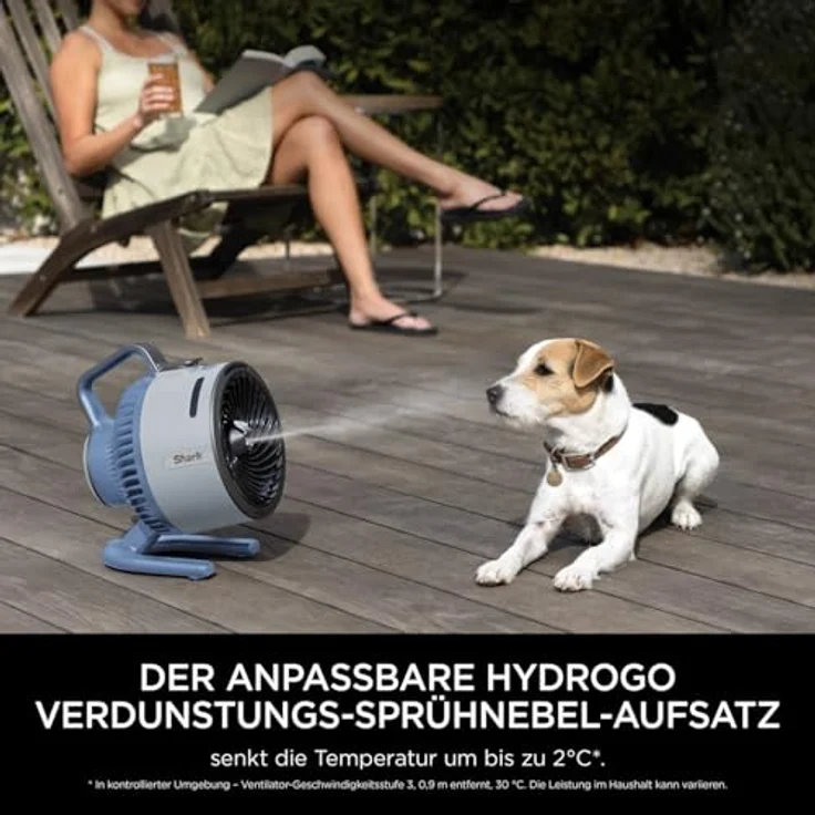 Shark FlexBreeze HydroGo, Starker Ventilator mit Sprühnebel für drinnen & draußen, leise, tragbar, kabellos und kabelgebunden, 5 Geschwindigkeiten, anthrazit, Modell FA050EUBL – Bild 5