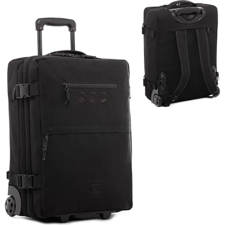 SONS OF ALOHA 3 in 1 Backpacker Rucksack mit Rollen - Handgepäck Koffer Kane Hybrid Boardgepäck, wasserabweisendes recyceltes PET, schwarz
