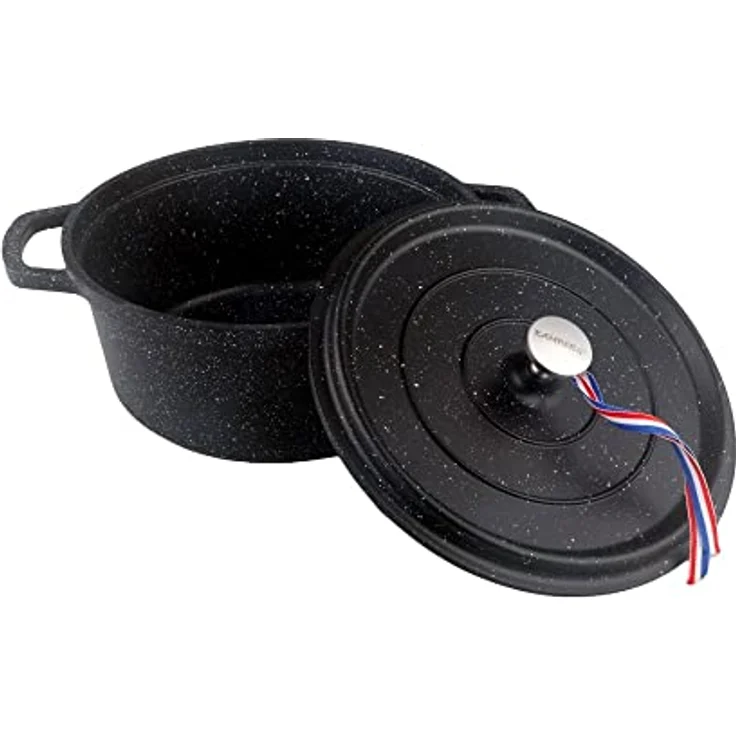 Kamberg – 0008194 – Schmortopf 20 cm Durchmesser, rund, schwarz – Aluminiumguss – Beschichtung in Steinoptik – Für alle Herdarten, auch Induktion – PFOA‑frei – Bild 2