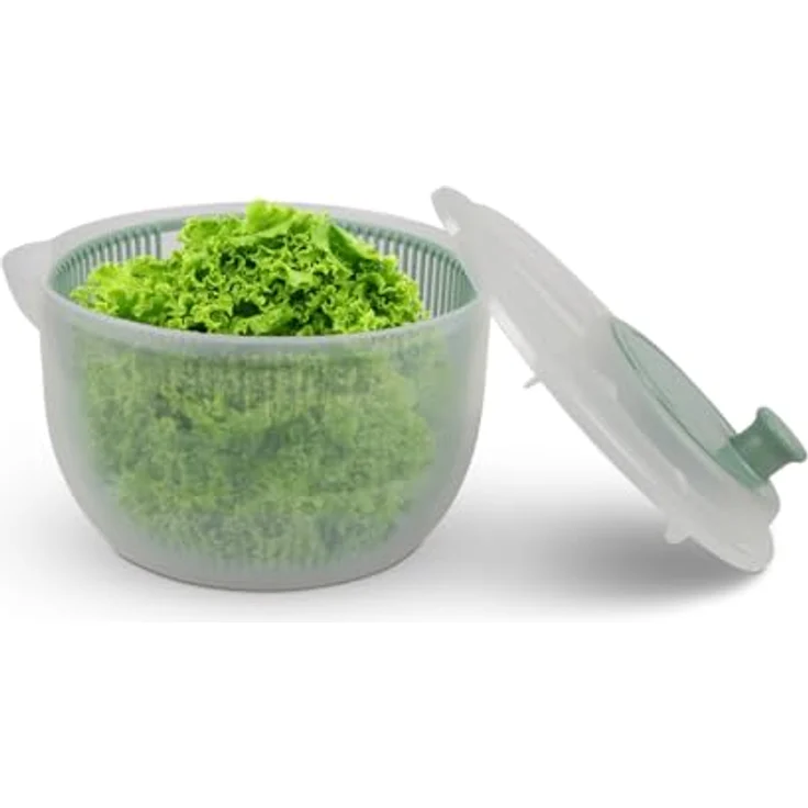 Pro Home Salatschleuder (2,7 Liter, Ø20cm) BPA-frei, 3in1 - Schleuder, Sieb und Salatschüssel, 3D Kurbel - grün – Bild 1