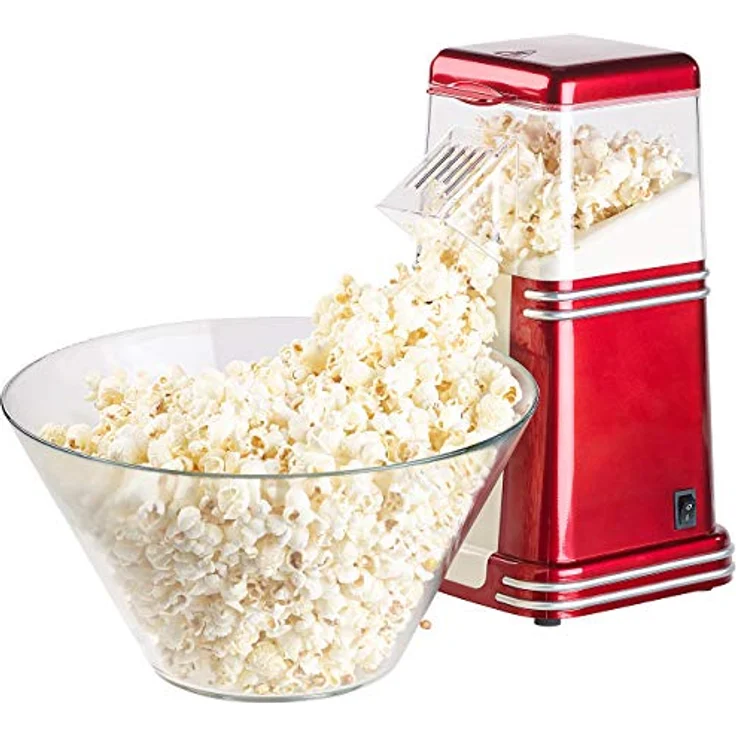 Rosenstein & Söhne Popcornmaschine XL Heißluft Popcorn Maschine für bis zu 100 g Mais, 1200W, rot – Bild 2