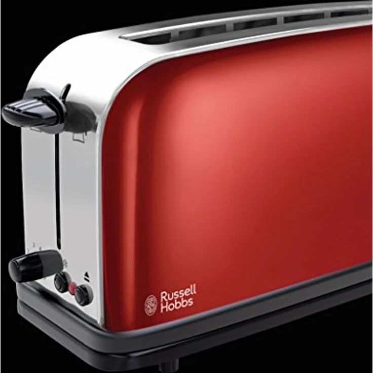 Russell Hobbs Toaster Langschlitz Colours+ rot, extra breite 1 Langschlitzkammer, inkl. Brötchenaufsatz, 6 einstellbare Bräunungsstufen + Auftaufunktion, 1000W, 21391-56 – Bild 4