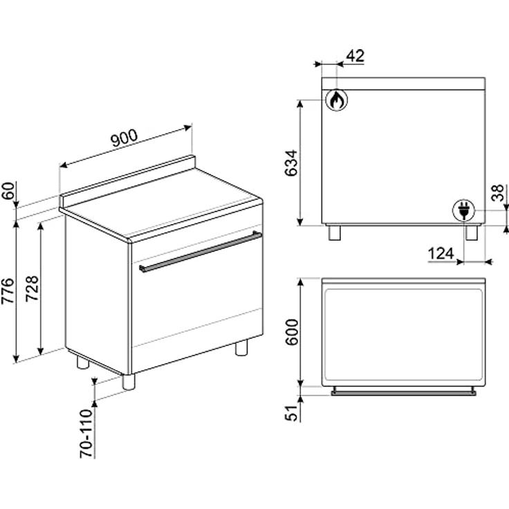 Smeg Cucina Gas Cx91Gmbl Concerto, Kochfeld in Schwarz, neu – Bild 5