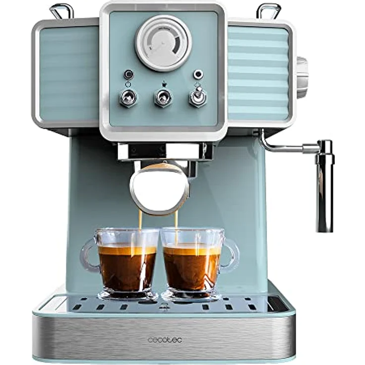 Cecotec Express Power Espresso 20 Tradizionale Light Blue, 1350 W, Espresso und Cappucicno, 20 Bars und Thermoblock, Verdampfer, Manometer, Vintage-Design, Fassungsvermögen 1,5 Liter, Hellblau – Bild 1
