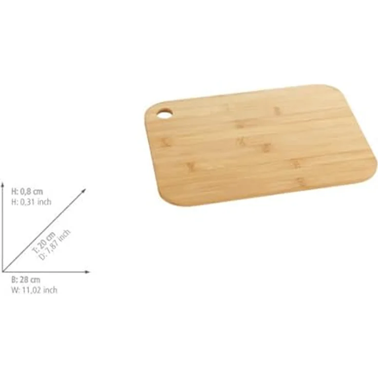 Wenko Schneidebrett Bambus M - Küchenbrett, Schneidbrett mit Griffloch, klingenschonend, Bambus, 28 x 0,8 x 20 cm, braun – Bild 7