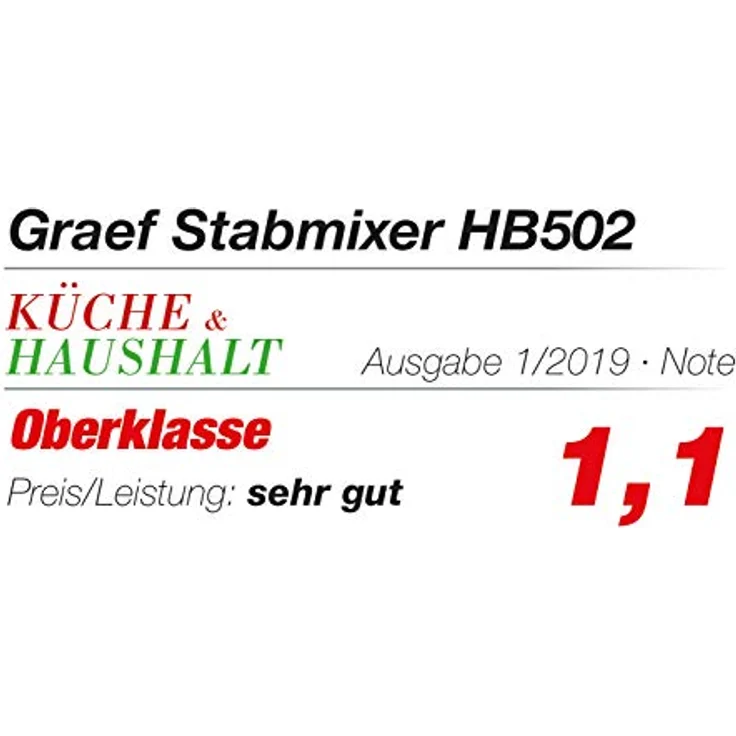 Graef HB502EU Stabmixerr, 800W, 5 Geschwindigkeiten und Turbo-Funktion, Kunststoff, schwarz, silber – Bild 6