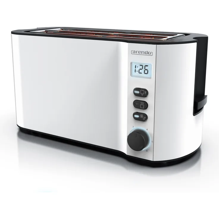Arendo MANHA 4-Scheiben-Langschlitz-Toaster, 1500 W, LCD-Display, Edelstahl, wärmeisolierend