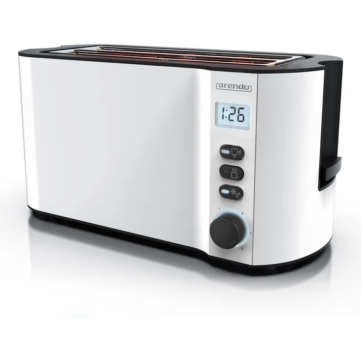 Arendo MANHA 4-Scheiben-Langschlitz-Toaster, 1500 W, LCD-Display, Edelstahl, wärmeisolierend
