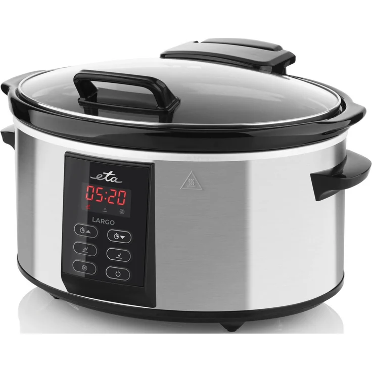 eta Multikocher Largo, 245 W, 6 l Schüssel - Langsamkocher mit 6 Liter Fassungsvermögen, ideal für Familienessen, Keramiktopf für vielseitige Verwendung, 230 °C Backofenfest