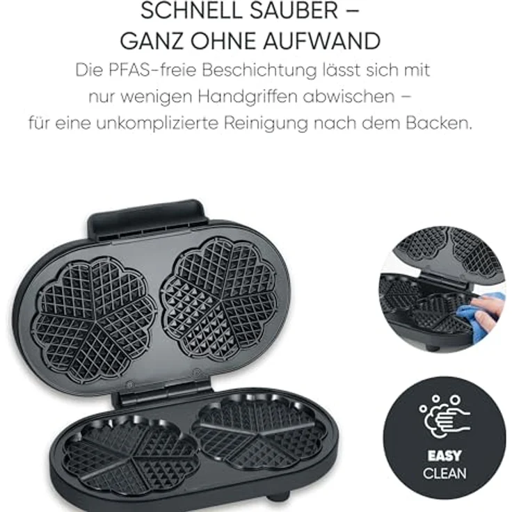 Severin Waffeleisen DG 2484, 1200 W mit Doppelwaffelplatte, einstellbarem Temperaturregler und antihaftbeschichteter Oberfläche – Bild 5