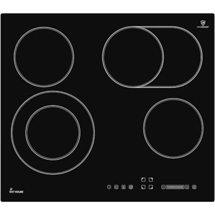 KKT KOLBE Kochfeld Autark Glaskeramik 60 cm | 6,6 kW | 4 Zonen | 9 Stufen | Bräterzone | Dualkochzone | Rahmenlos | Touch Slider | Timer | CH5901RL, Schwarz – Bild 5