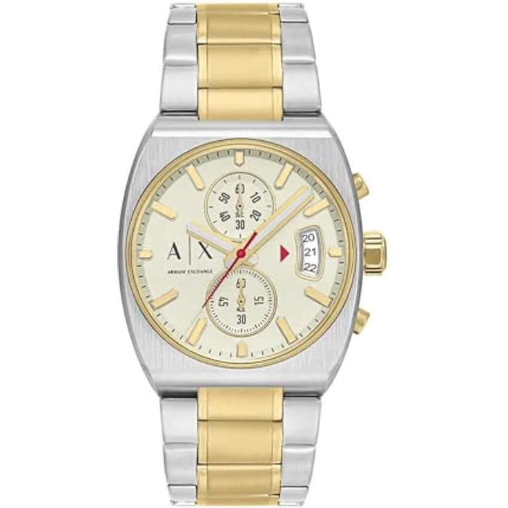 Armani Exchange AX2110, Herren Quarz Chronographen Uhr mit 40 mm Gehäuse, zweifarbigem Edelstahlarmband und cremefarbenem Zifferblatt – Bild 1