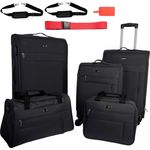 Travel Pal PALMA Trolleyset, 7-teiliges Reisegepäck mit 3 Koffern (S/M/L), 4 Rollen, inklusive Reisetasche, Fliegetasche, Kofferanhänger und Koffergurt