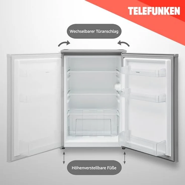 TELEFUNKEN Kühlschrank C-135-100-S silber ohne Gefrierfach | Standkühlschrank mit 135 Liter Nutzinhalt | Kompakt mit Gemüsefach | Vollraumkühlschrank mit wechselbarem Türanschlag – Bild 4