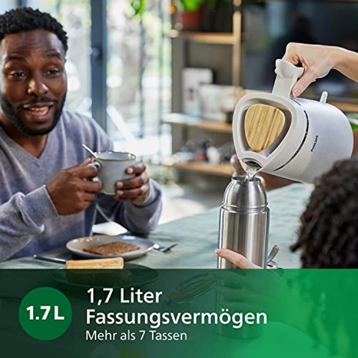 Philips HD 9365-10 Wasserkocher, aus biobasierter Kunststoff, 1,7L, 360°-Basis, weiß – Bild 5
