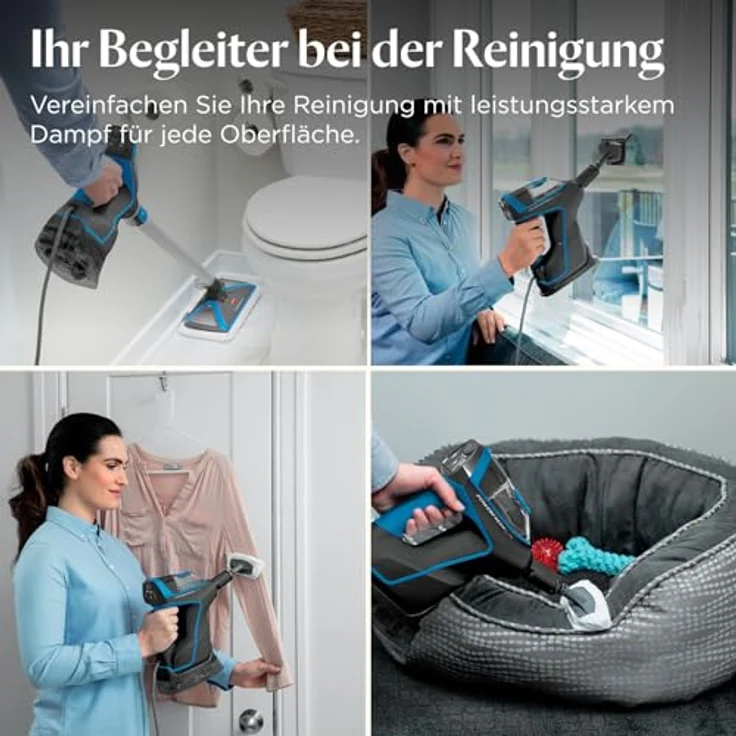 Bissell PowerFresh Slim Steam Dampfreiniger, 3-in-1 Dampfreiniger für Hartböden, Schwarz, Silber – Bild 7