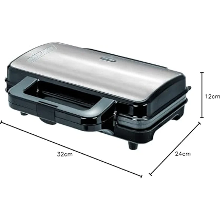 MPM MGO-20M Professionelles Waffeleisen für 2 Dicke belgische Waffeln, antihaftbeschichtete Platten, automatische Temperaturregelung, Edelstahlgehäuse, 1000W, 1000, Black-Silver – Bild 8